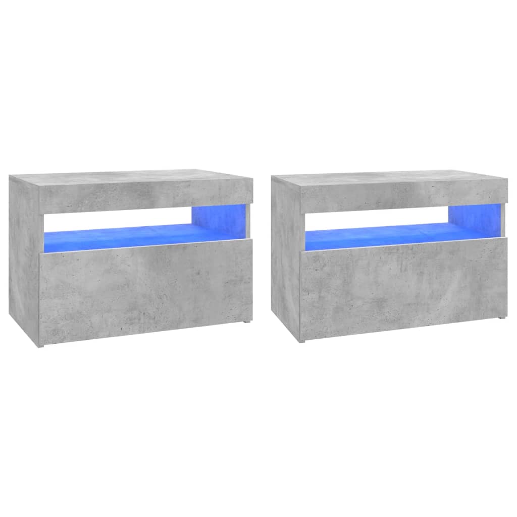 TV-skabe LED-lys 2 stk Betongrå 60x35x40 cm