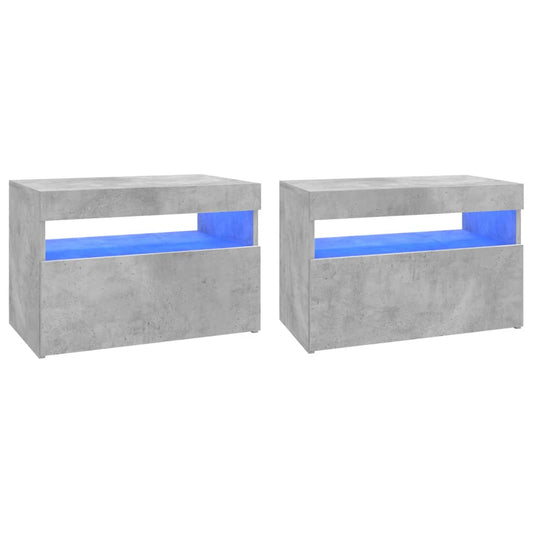 TV-skabe LED-lys 2 stk Betongrå 60x35x40 cm