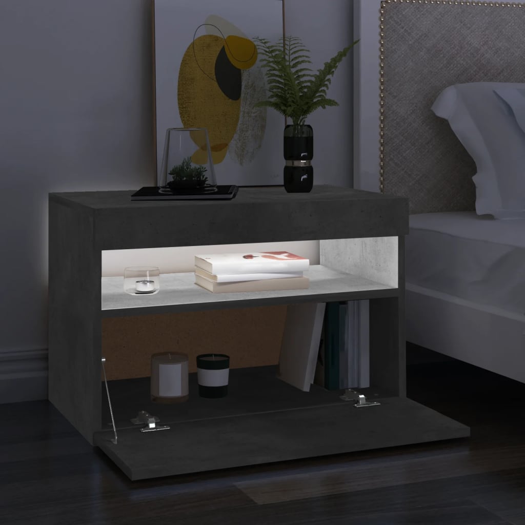 TV-skabe LED-lys 2 stk Betongrå 60x35x40 cm