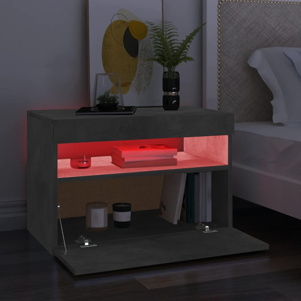 TV-skabe LED-lys 2 stk Betongrå 60x35x40 cm