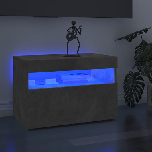 TV-skabe LED-lys 2 stk Betongrå 60x35x40 cm