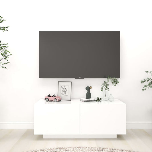 TV-skab Hvid 100x35x40 cm Træ Materiale