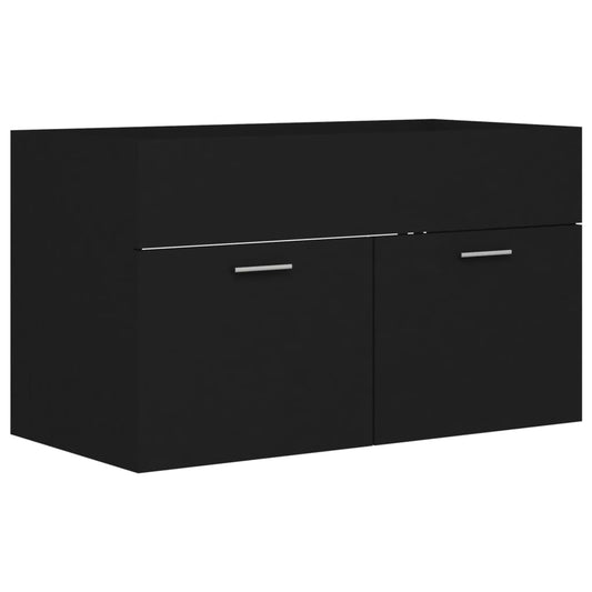 Waschbeckenunterschrank Schwarz 80x38,5x46 cm Holzwerkstoff