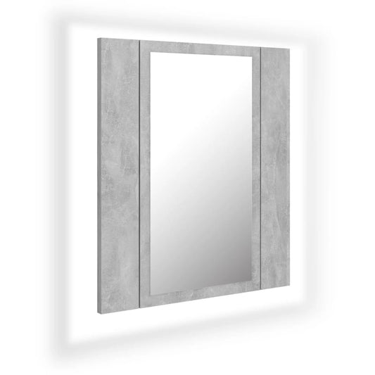 LED-Bad-Spiegelschrank Betongrau 40x12x45 cm Acryl