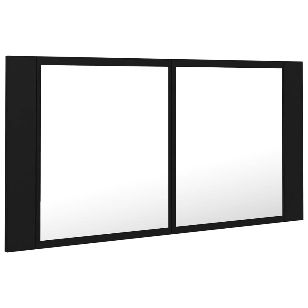 LED Badeværelses Spejlskab Sort 90x12x45 cm Akryl