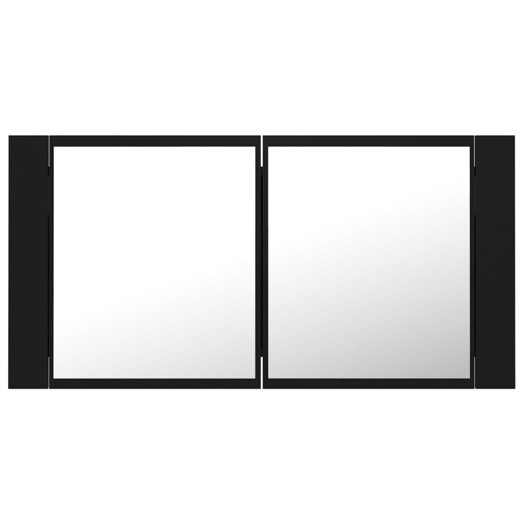 LED Badeværelses Spejlskab Sort 90x12x45 cm Akryl