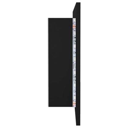 LED Badeværelses Spejlskab Sort 90x12x45 cm Akryl