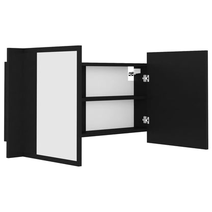 LED Badeværelses Spejlskab Sort 90x12x45 cm Akryl