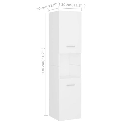 Badezimmerschrank Weiß 30x30x130 cm Holzwerkstoff