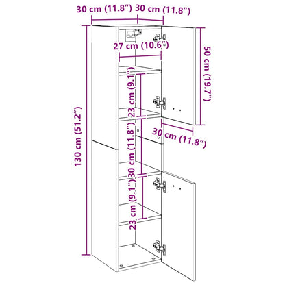 Badezimmerschrank Schwarz 30x30x130 cm Holzwerkstoff