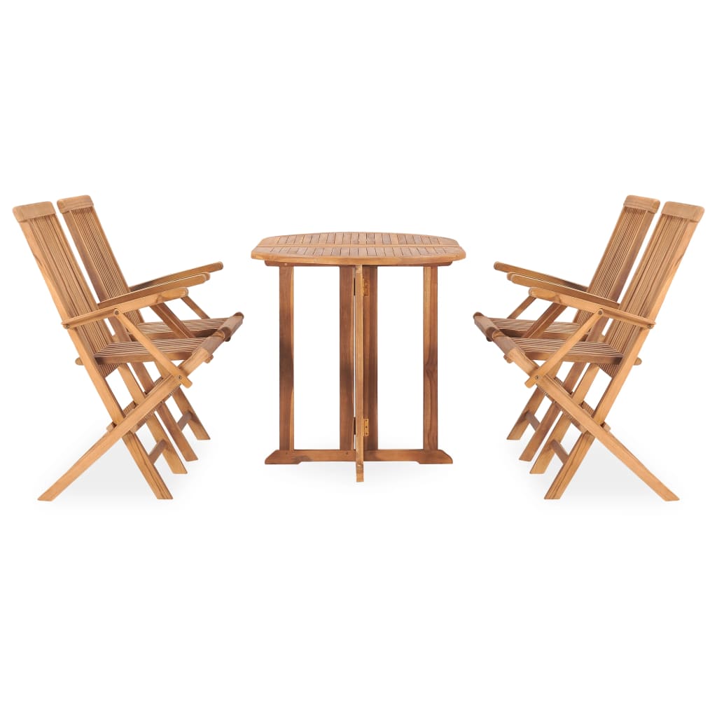 5-tlg. Garten-Essgruppe Klappbar Massivholz Teak
