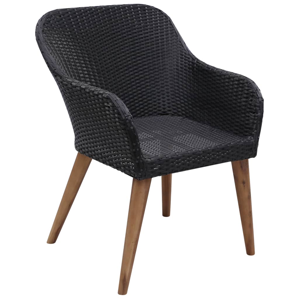 7-tlg. Garten-Essgruppe Poly Rattan Schwarz