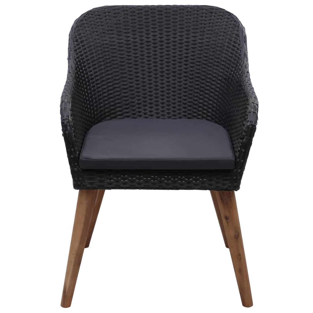 7-tlg. Garten-Essgruppe Poly Rattan Schwarz