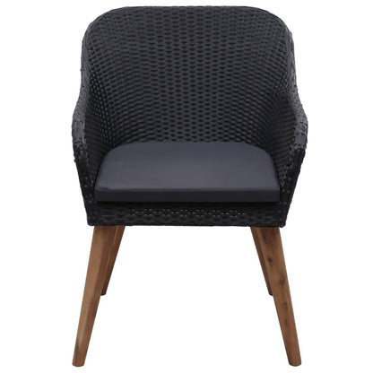 7-tlg. Garten-Essgruppe Poly Rattan Schwarz