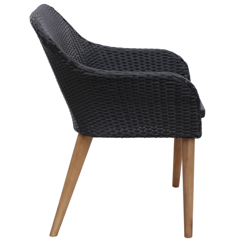 7-tlg. Garten-Essgruppe Poly Rattan Schwarz