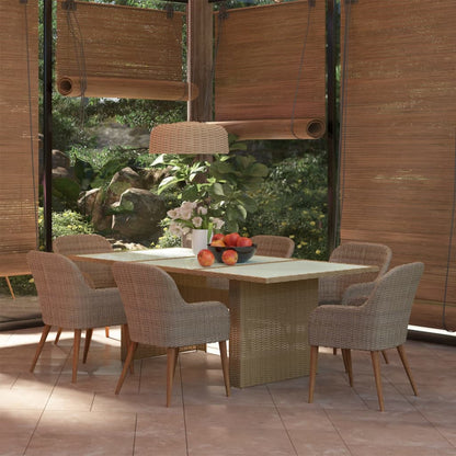 7-tlg. Garten-Essgruppe Poly Rattan Braun