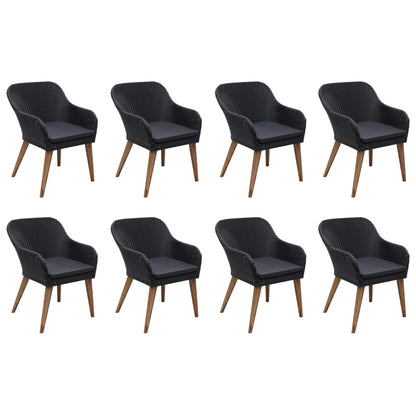 9-tlg. Garten-Essgruppe Poly Rattan Schwarz