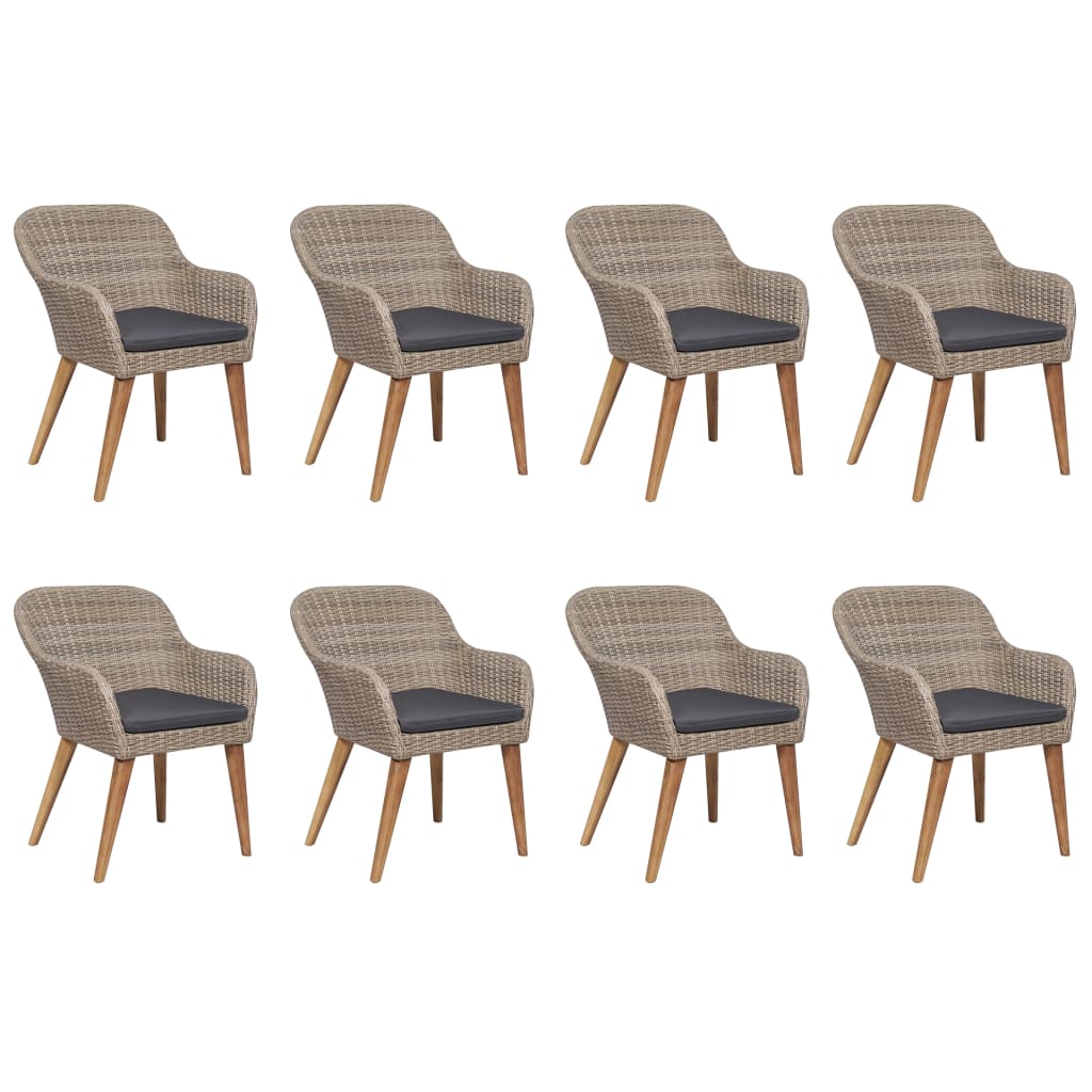 9-tlg. Garten-Essgruppe Poly Rattan Braun