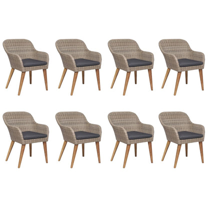 9-tlg. Garten-Essgruppe Poly Rattan Braun
