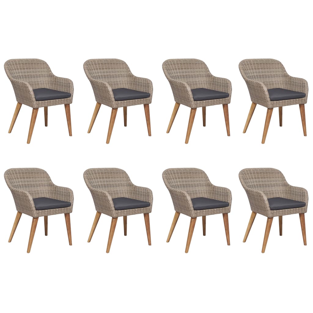 9-tlg. Garten-Essgruppe Poly Rattan Braun