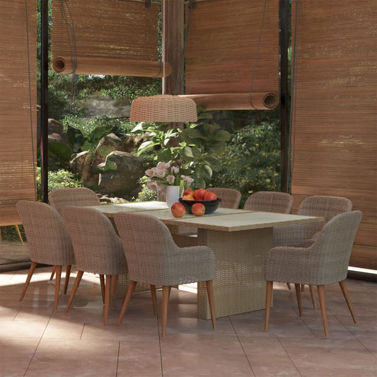 9-tlg. Garten-Essgruppe Poly Rattan Braun