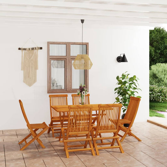 7-tlg. Garten-Essgruppe Massivholz Teak