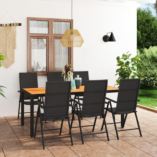 7-tlg. Garten-Essgruppe Schwarz und Braun