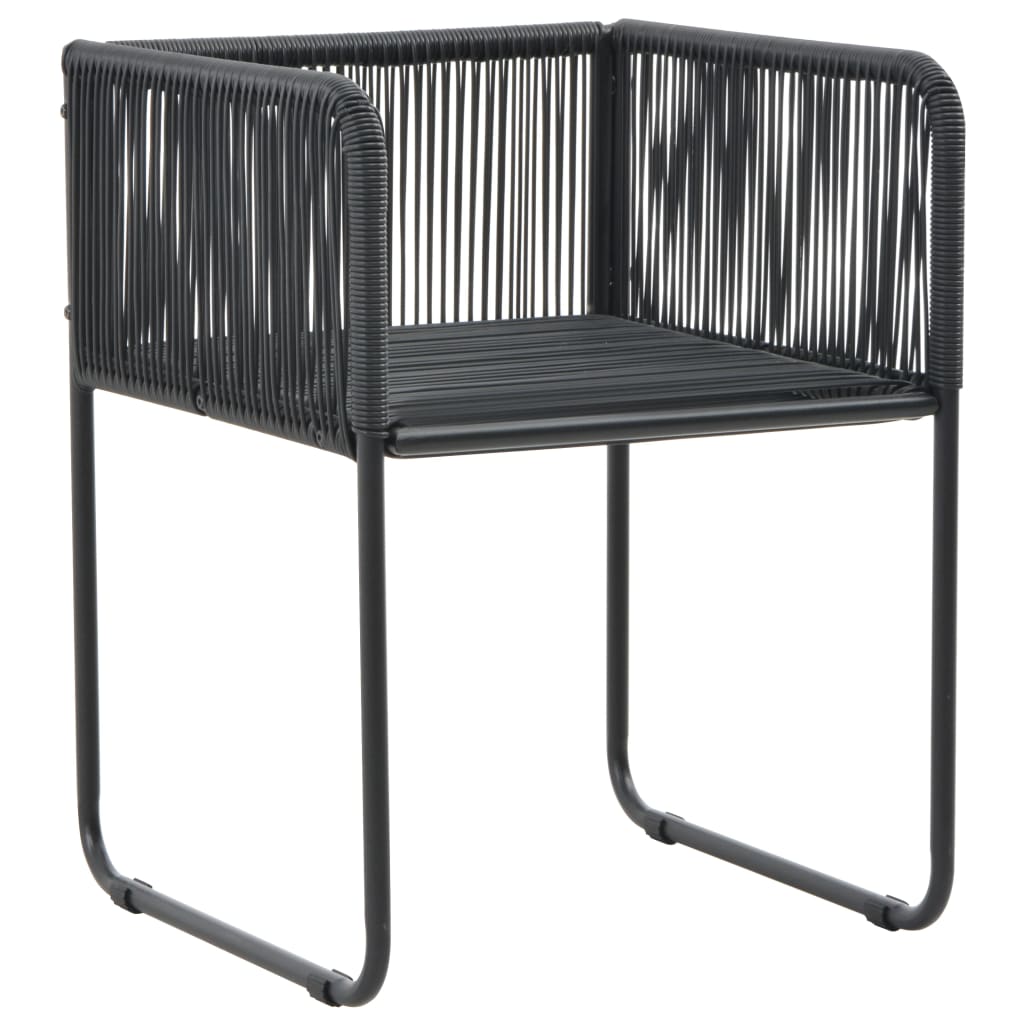 3-tlg. Garten-Essgruppe PVC Rattan Schwarz