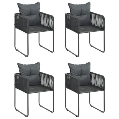 5-tlg. Garten-Essgruppe PVC Rattan Schwarz