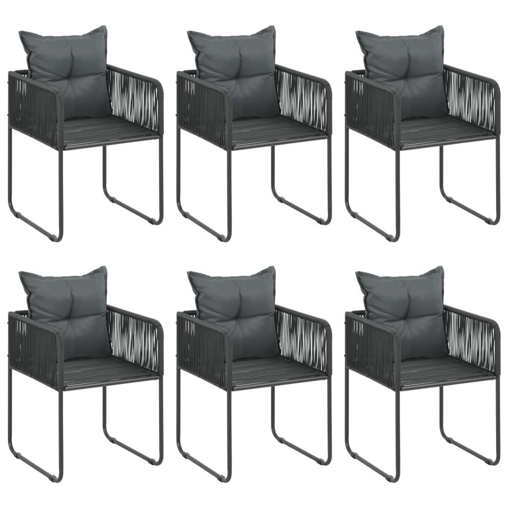 7-tlg. Garten-Essgruppe PVC Rattan Schwarz