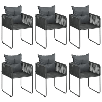 7-tlg. Garten-Essgruppe PVC Rattan Schwarz