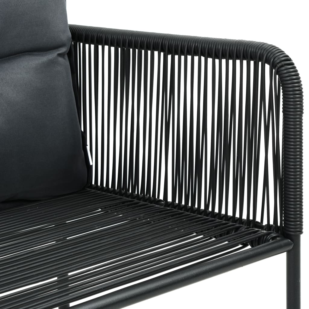 7-tlg. Garten-Essgruppe PVC Rattan Schwarz