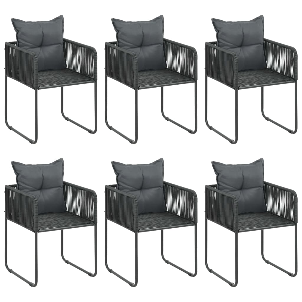 7-tlg. Garten-Essgruppe PVC Rattan Schwarz