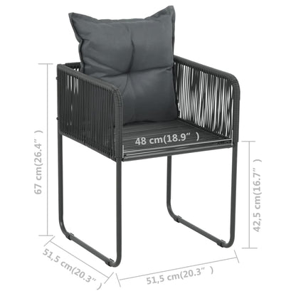 7-tlg. Garten-Essgruppe PVC Rattan Schwarz
