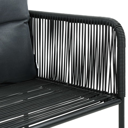 3-tlg. Garten-Essgruppe PVC Rattan Schwarz und Braun