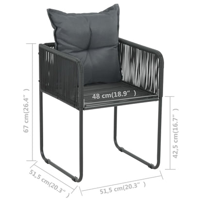 3-tlg. Garten-Essgruppe PVC Rattan Schwarz und Braun