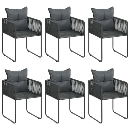 7-tlg. Garten-Essgruppe PVC Rattan Schwarz und Braun