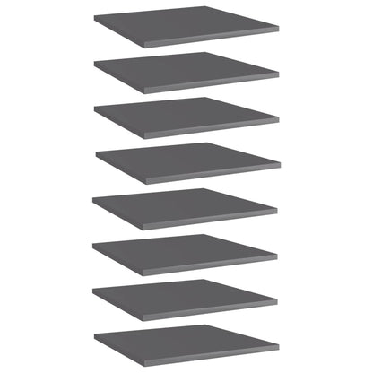 Bücherregal-Bretter 8 Stk. Hochglanz-Grau 40x40x1,5 cm
