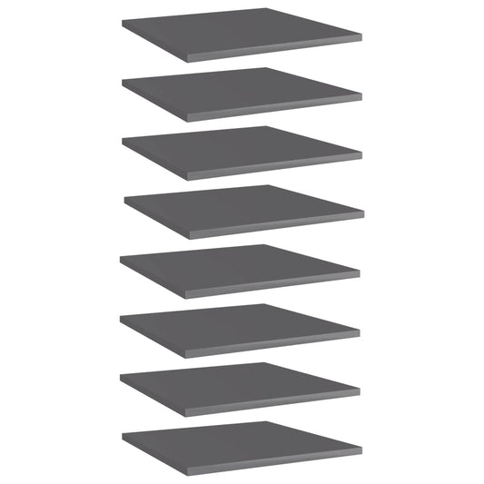 Bücherregal-Bretter 8 Stk. Hochglanz-Grau 40x40x1,5 cm
