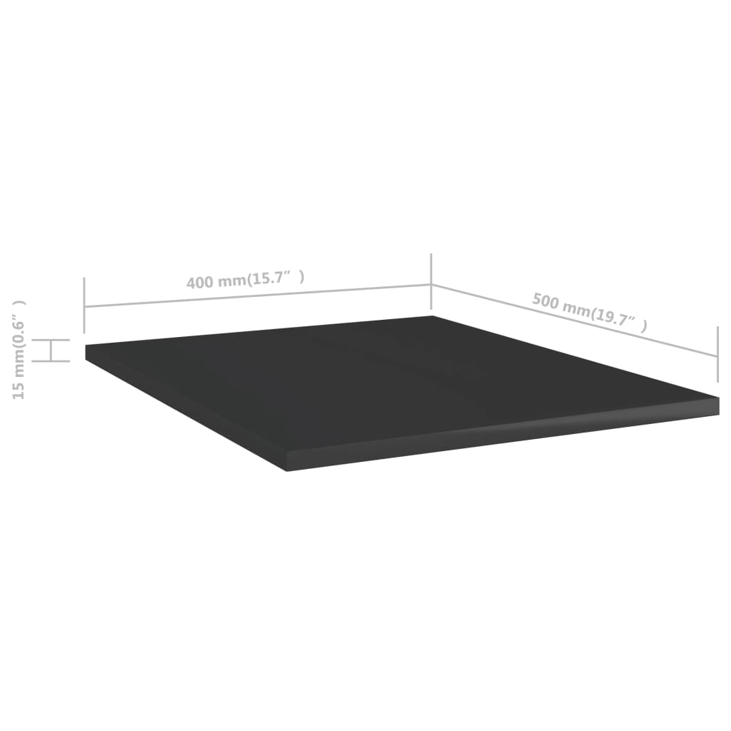Bücherregal-Bretter 8 Stk. Hochglanz-Schwarz 40x50x1,5 cm