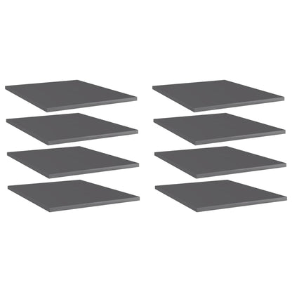 Bücherregal-Bretter 8 Stk. Hochglanz-Grau 40x50x1,5 cm
