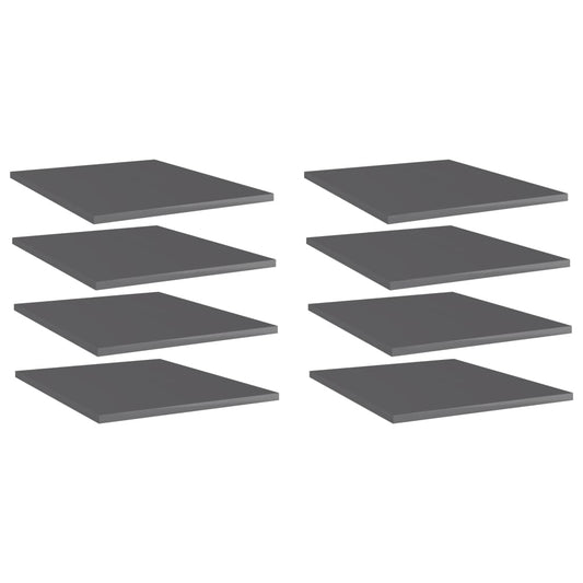 Bücherregal-Bretter 8 Stk. Hochglanz-Grau 40x50x1,5 cm