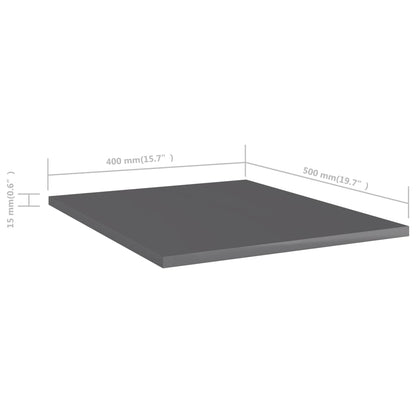 Bücherregal-Bretter 8 Stk. Hochglanz-Grau 40x50x1,5 cm