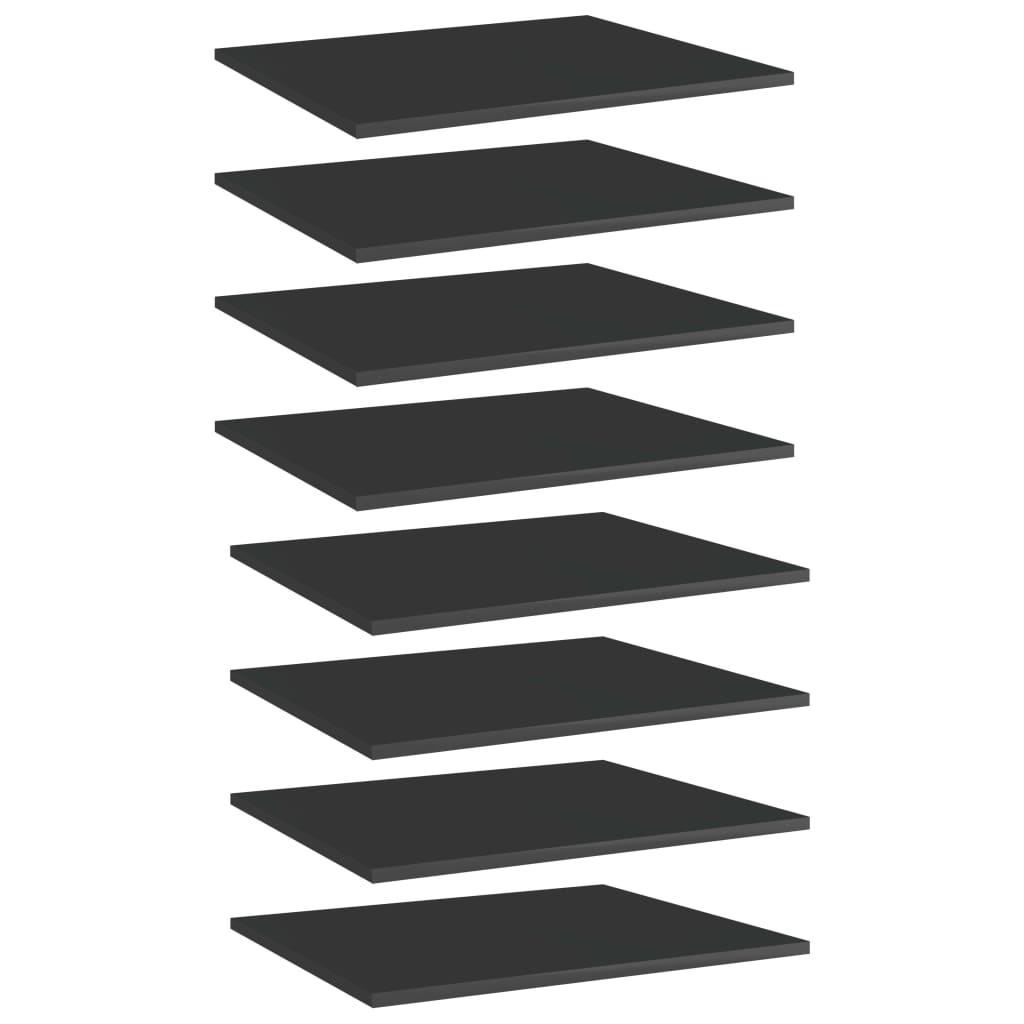 Bücherregal-Bretter 8 Stk. Hochglanz-Schwarz 60x50x1,5 cm