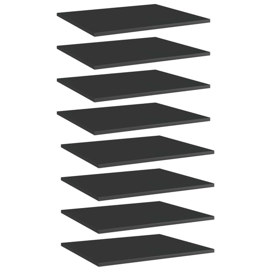 Bücherregal-Bretter 8 Stk. Hochglanz-Schwarz 60x50x1,5 cm