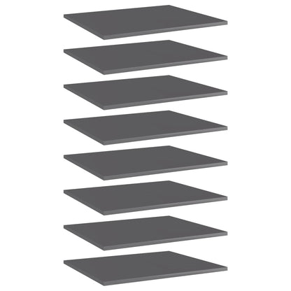 Bücherregal-Bretter 8 Stk. Hochglanz-Grau 60x50x1,5 cm