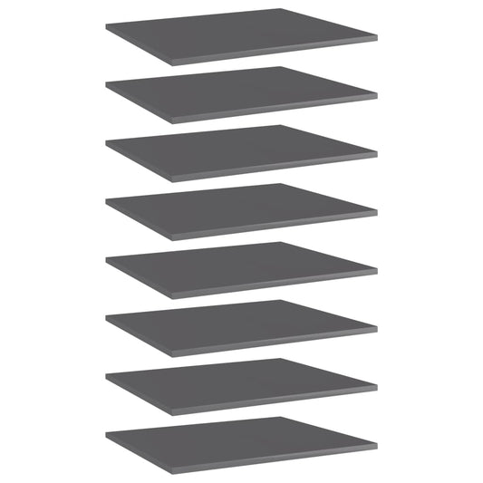 Bücherregal-Bretter 8 Stk. Hochglanz-Grau 60x50x1,5 cm