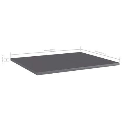 Bücherregal-Bretter 8 Stk. Hochglanz-Grau 60x50x1,5 cm