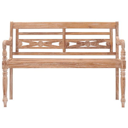 Batavia-Bank 120 cm Weiß Massivholz Teak