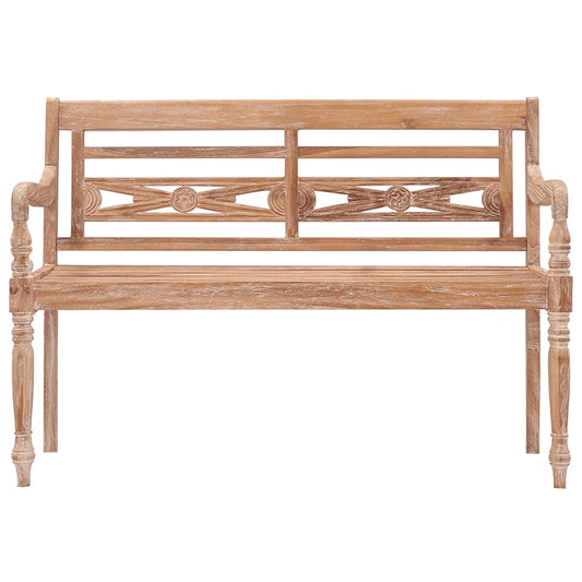 Batavia-Bank 120 cm Weiß Massivholz Teak